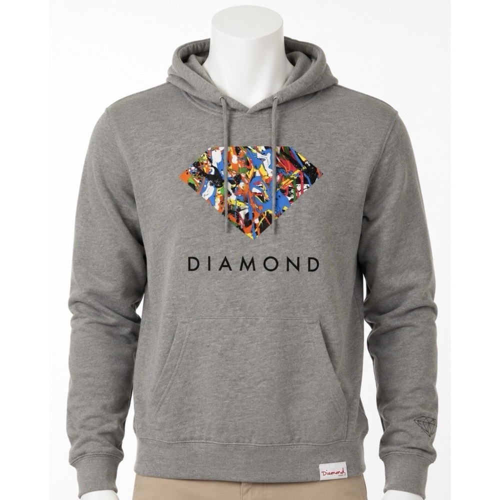 DIAMOND Men Woman Hoodie Sweatshirt Pullover XS XSmall Gray  Long Sleeve
